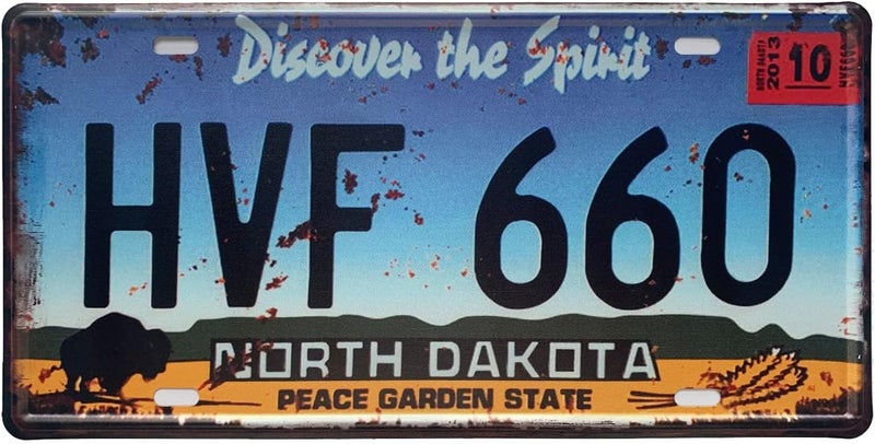 ROOKOPR North Dakota License Plate Aluminum Novelty Car Decor License Plates 12"x6" Front of Car Decorative Retro Rusty License Plate for Men Women Car-34 - Image 2